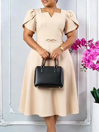 Belted V-Neck Midi Dress