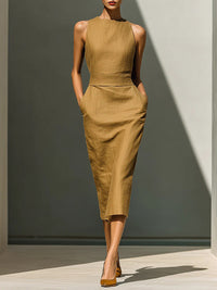 Solid Sleeveless Bodycon Dress
