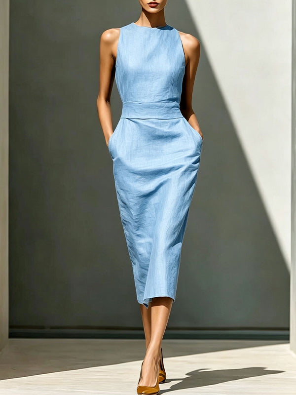 Solid Sleeveless Bodycon Dress