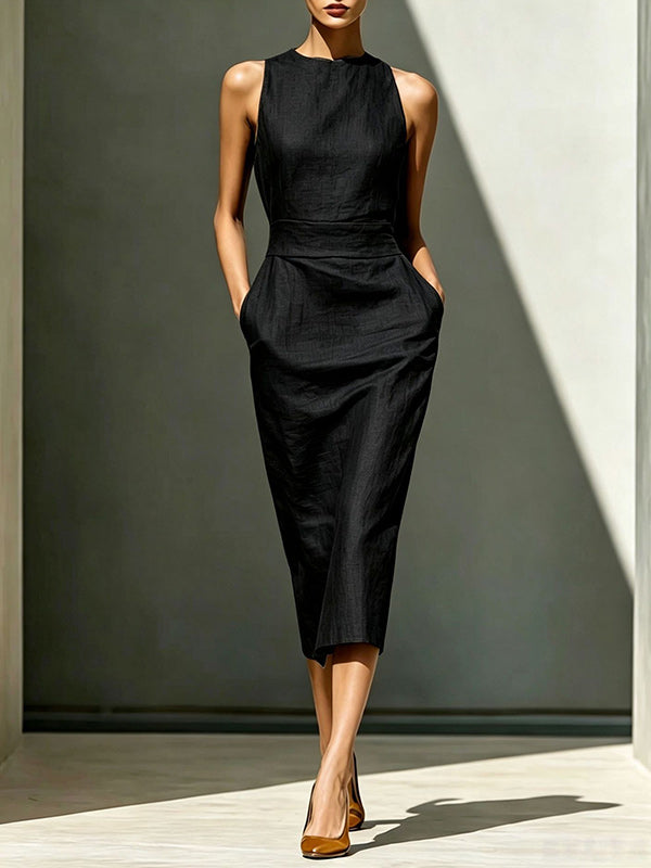 Solid Sleeveless Bodycon Dress