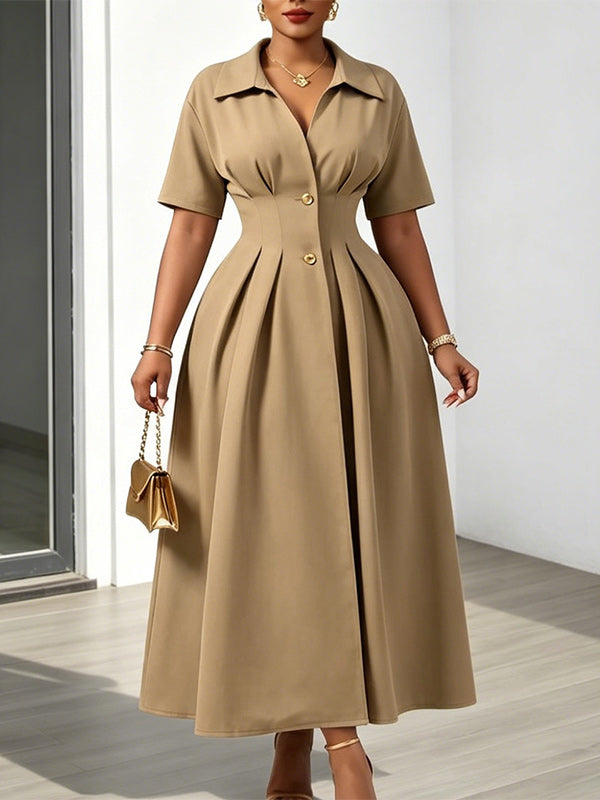 Two-Button Shirt Dress