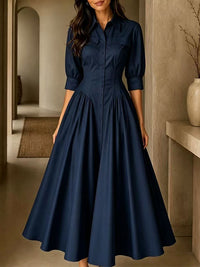 Solid Button-Front Shirt Dress