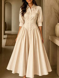 Solid Button-Front Shirt Dress
