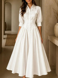 Solid Button-Front Shirt Dress