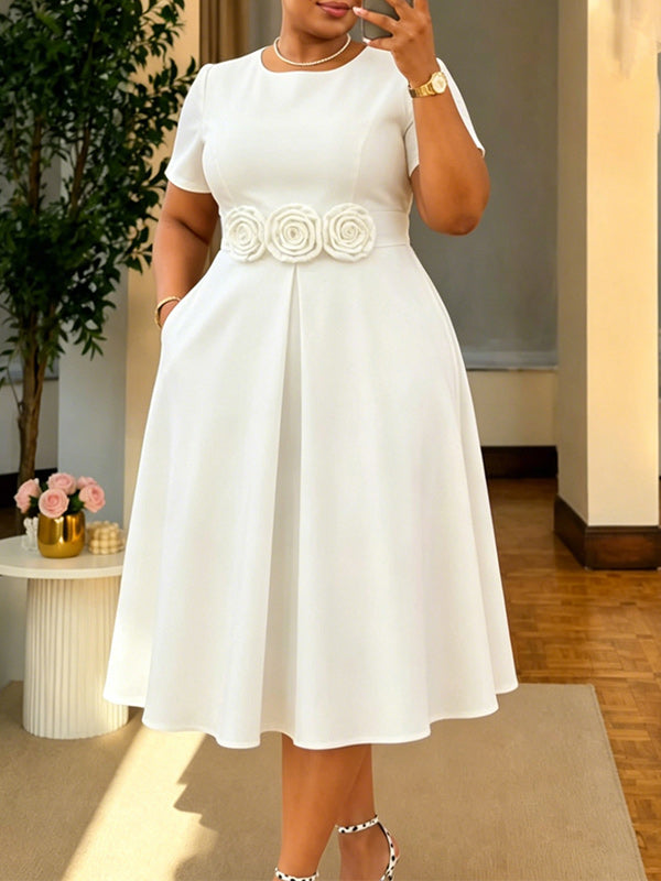 3D Floral Midi Dress