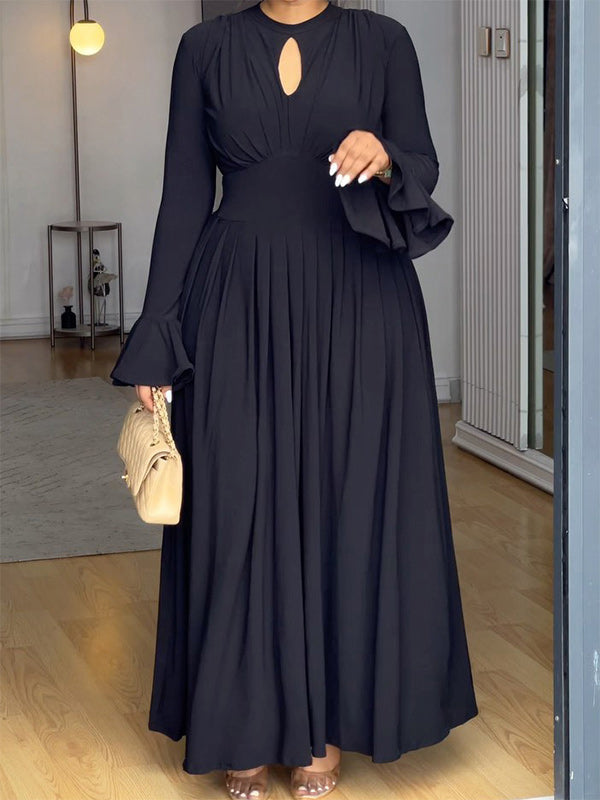 Bell-Sleeve Cutout Maxi Dress