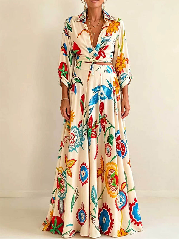 Printed Shirt & Skirt Set