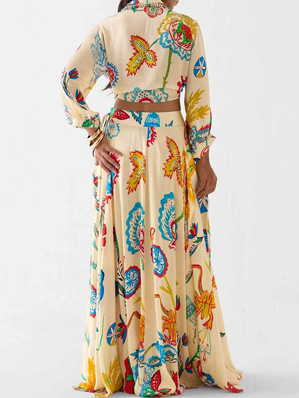 Printed Shirt & Skirt Set