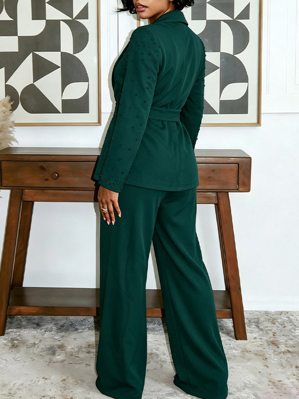Studded Tied Blazer & Pants Set