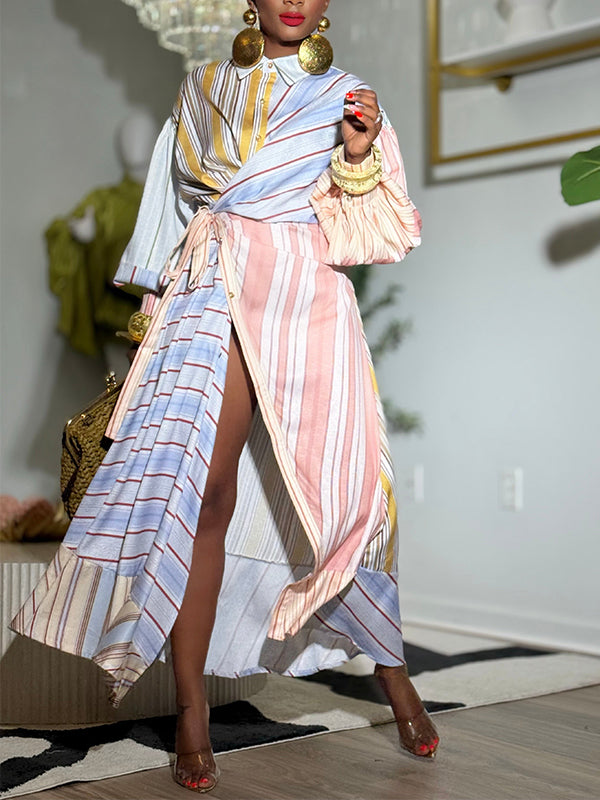 Stripe Tied Shirt Dress