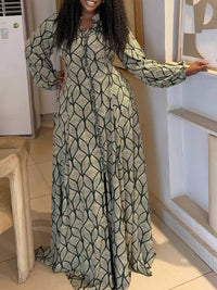 Printed Button-Front Maxi Dress