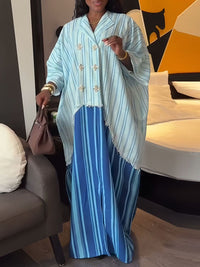 Stripe Combo Kaftan Dress