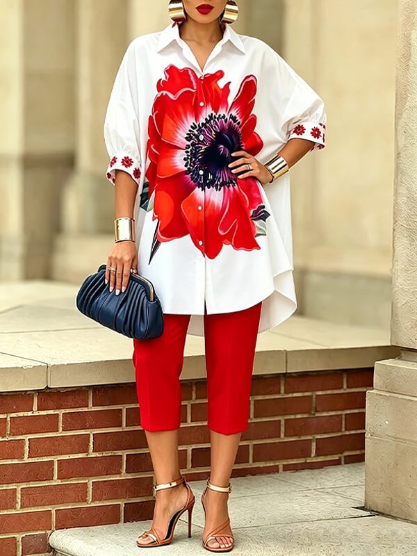 Floral Shirt & Capri Pants Set