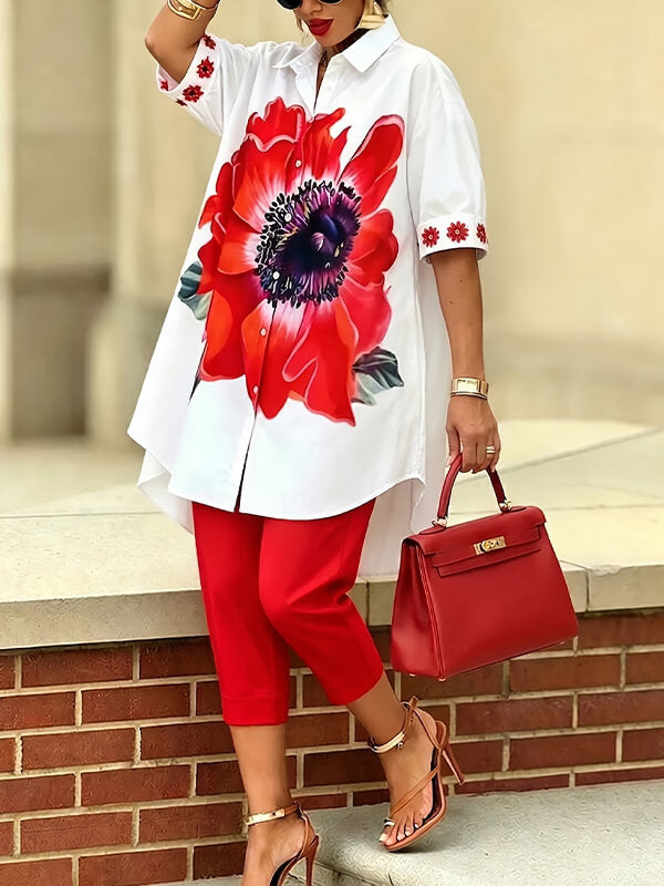 Floral Shirt & Capri Pants Set