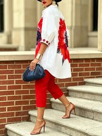 Floral Shirt & Capri Pants Set