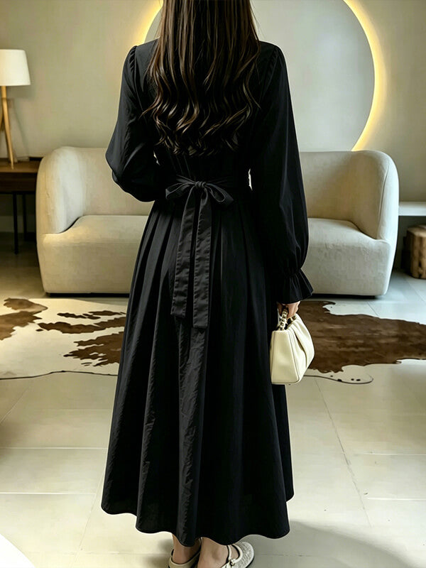 Solid Cinched-Waist Shirt Dress