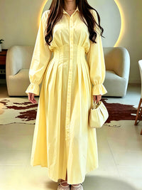 Solid Cinched-Waist Shirt Dress