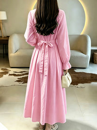 Solid Cinched-Waist Shirt Dress