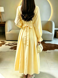 Solid Cinched-Waist Shirt Dress