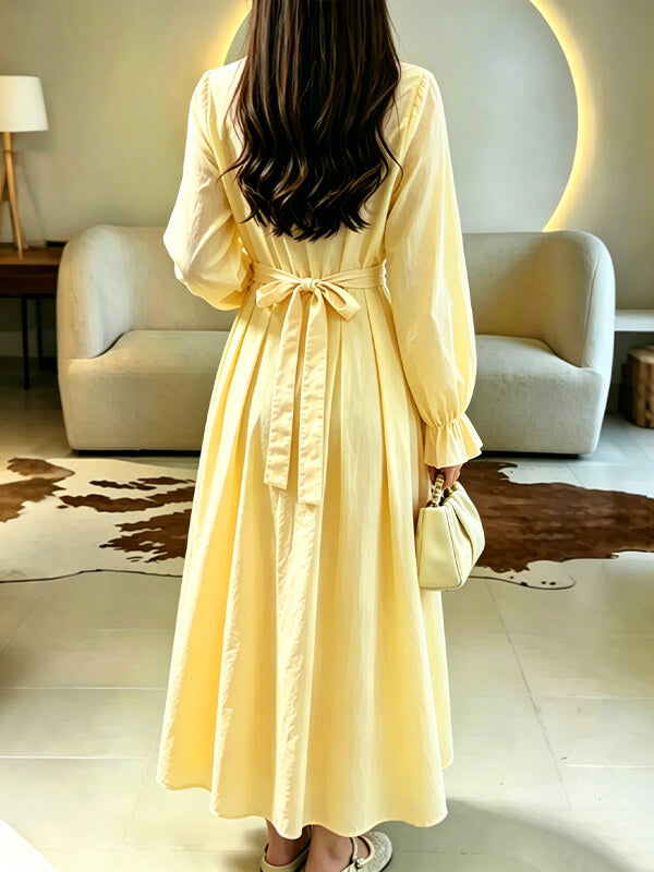 Solid Cinched-Waist Shirt Dress