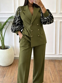 Puff-Sleeve Blazer & Pants Set