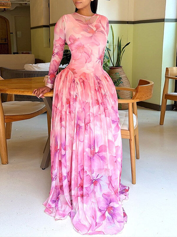 Floral Pleated Maxi Dress