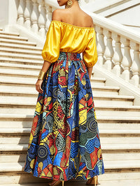 Off-Shoulder Top & Slit Skirt Set