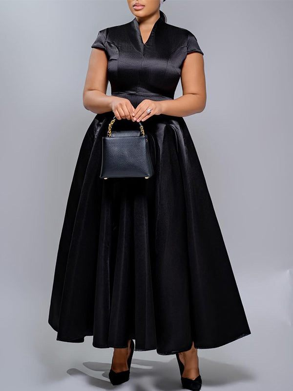 V-Neck Satin Dress