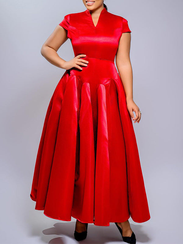 V-Neck Satin Dress