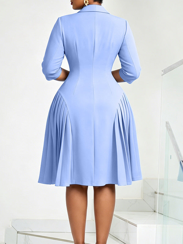 Button-Front Pleated Dress