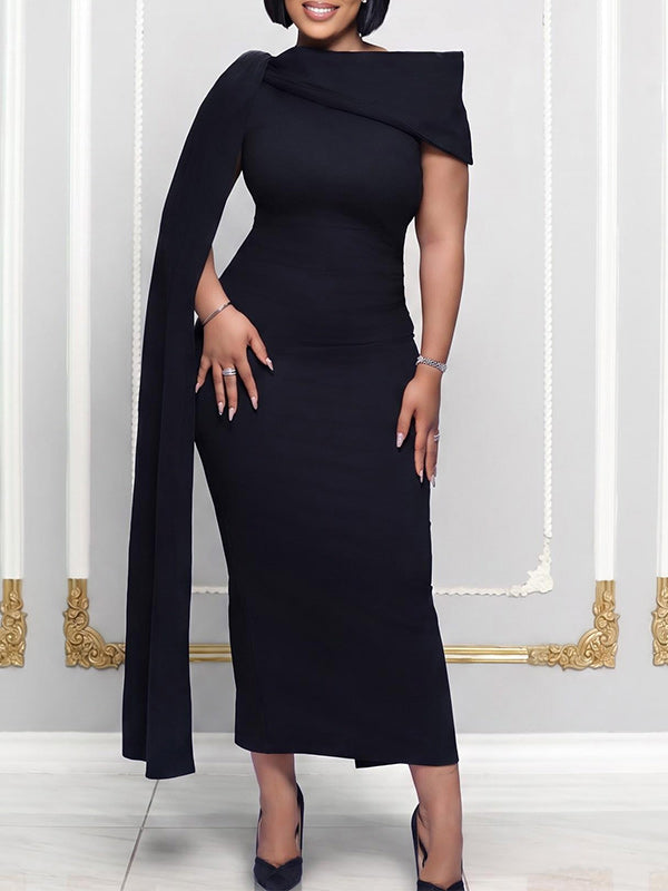 Solid Draped Bodycon Dress