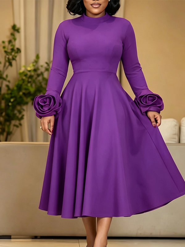 3D Floral Sleeve Dress