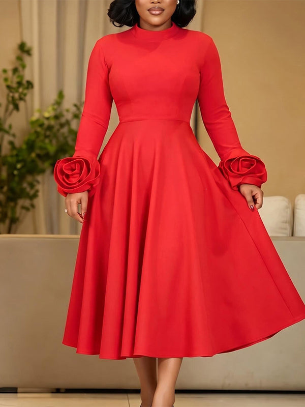 3D Floral Sleeve Dress