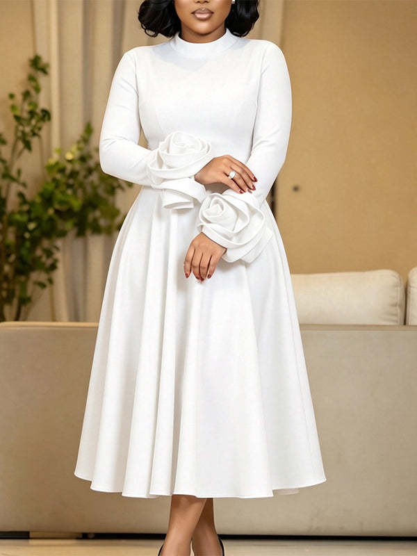 3D Floral Sleeve Dress