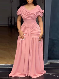 Elegant Draped Ruched Maxi Dress