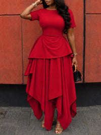 Asymmetric-Hem Tied-Back Dress
