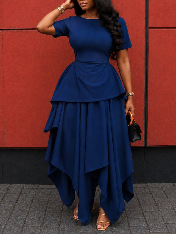 Asymmetric-Hem Tied-Back Dress
