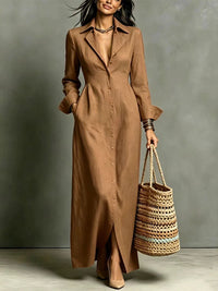 Solid Button-Front Shirt Dress