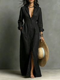 Solid Button-Front Shirt Dress