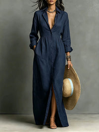 Solid Button-Front Shirt Dress