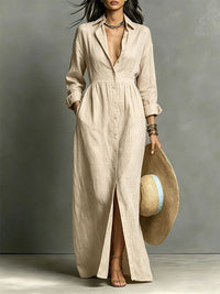 Solid Button-Front Shirt Dress