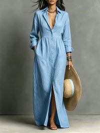 Solid Button-Front Shirt Dress