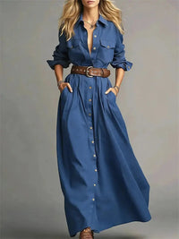 Solid Button-Front Shirt Dress