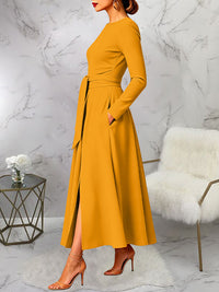 Solid Tied Slit Dress