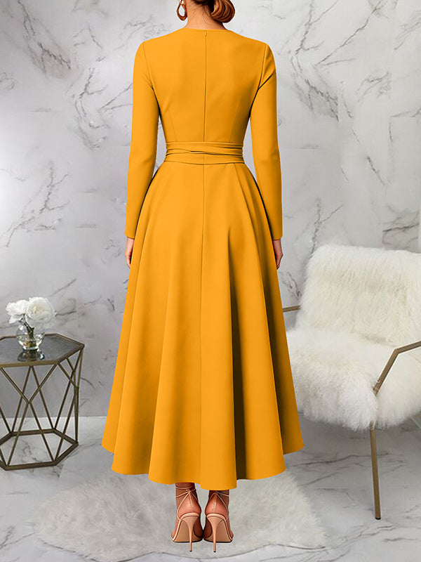 Solid Tied Slit Dress
