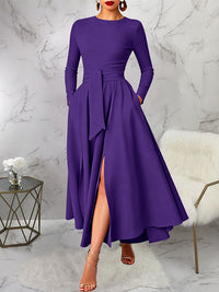 Solid Tied Slit Dress
