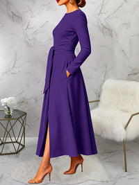Solid Tied Slit Dress