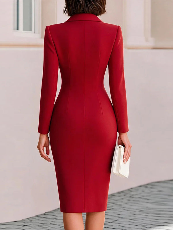 Solid One-Button Blazer Dress