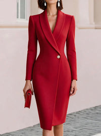 Solid One-Button Blazer Dress