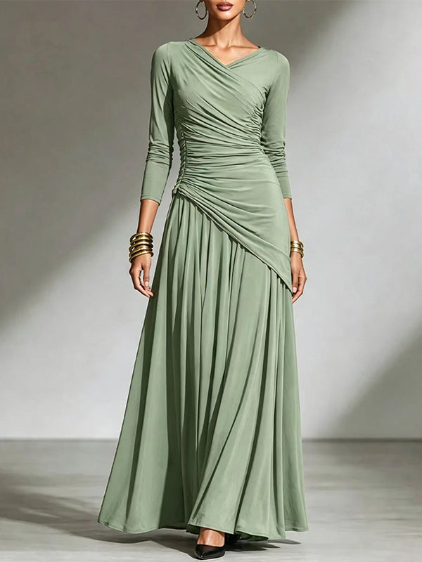 V-Neck Ruched Top & Skirt Set